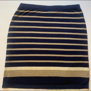 Max Studio NWT stripe skirt Large navy blue tan white